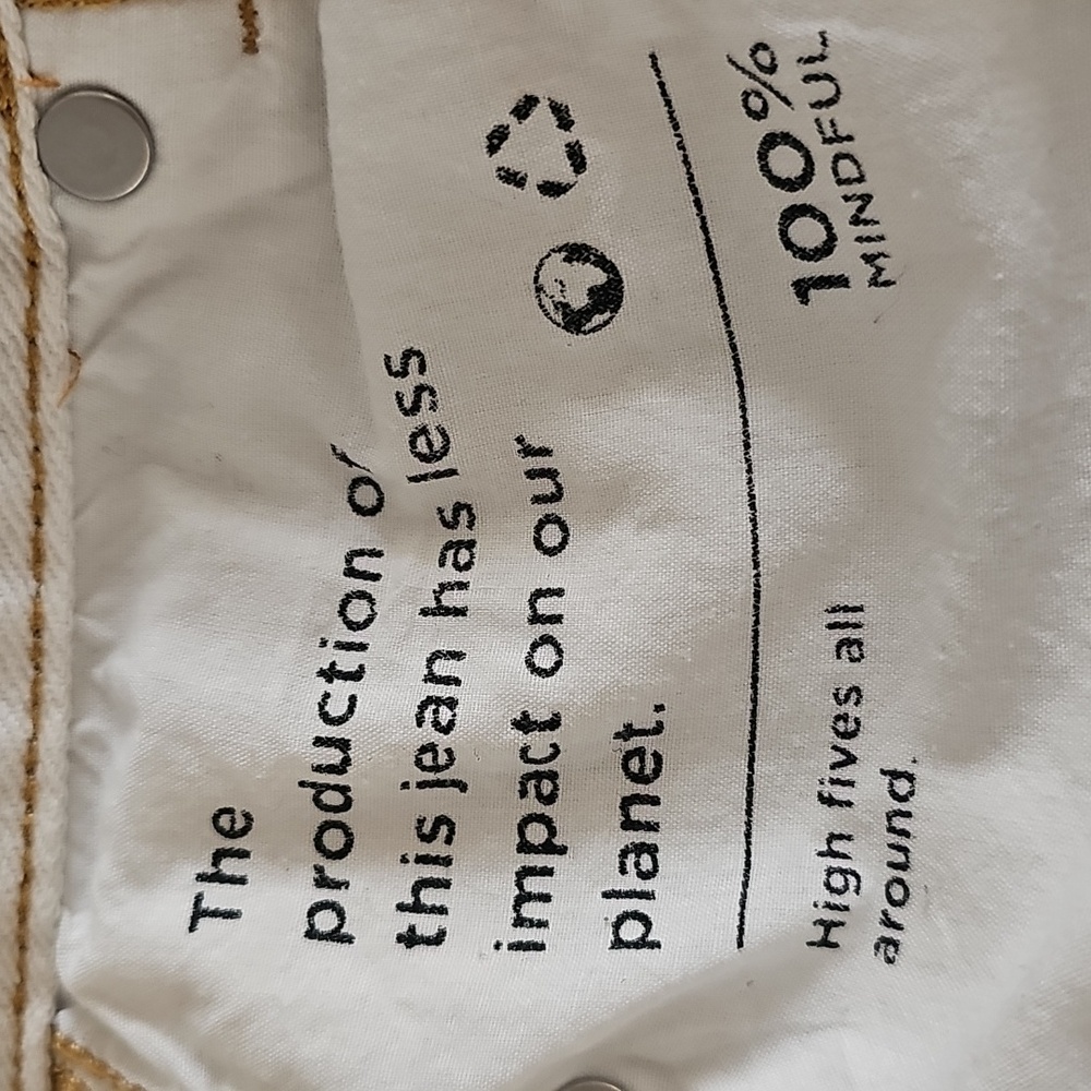 PacSun Eco White Two-Tone High Waisted Button Straight Leg Ankle Jeans Sz 22 - Picture 11 of 11